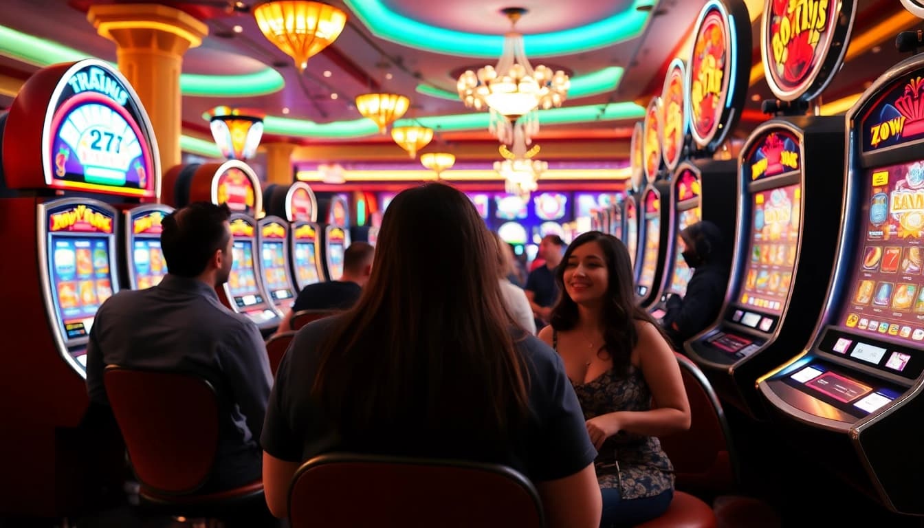 Genießen Sie den frei casino bonus in einem lebhaften Casino-Umfeld mit aktiven Spielern und bunten Spielautomaten.