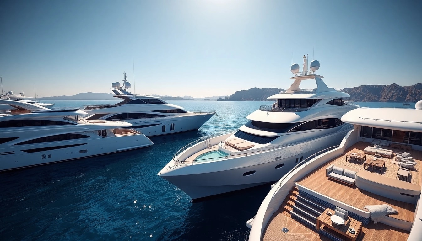 Faszinierende Mega Lüfer Yachts vor malerischer Küste und klarem Wasser.