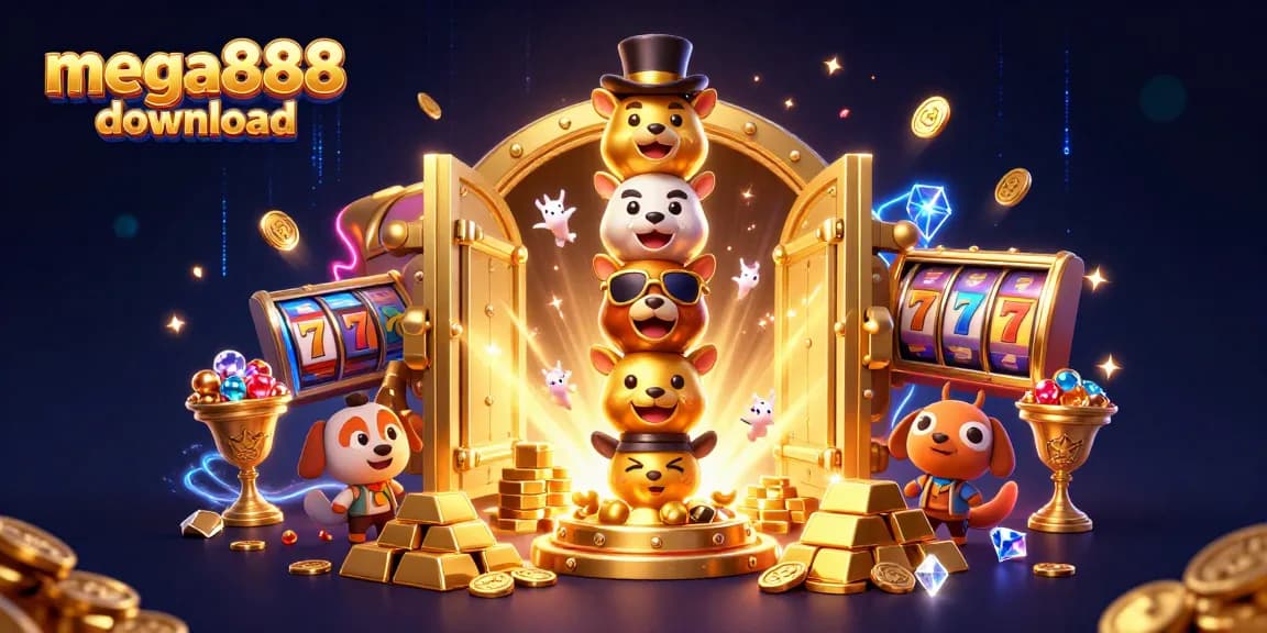 Experience the thrills of mega888 download with vibrant slot games showcased in an enchanting casino scene.
