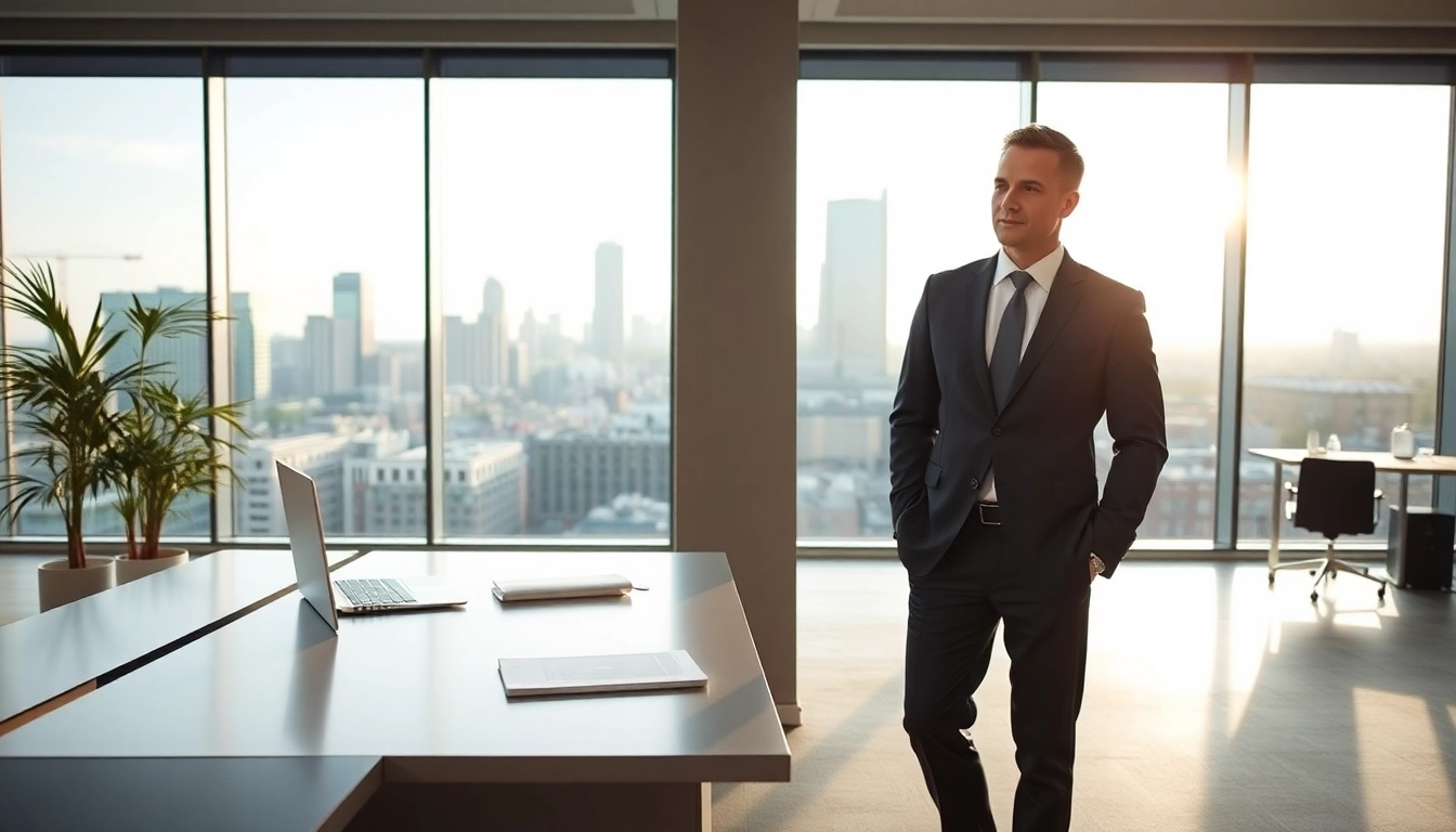 Immobilienmakler Frankfurt Dornbusch zeigt eine professionelle Beratung in modernem Büro.