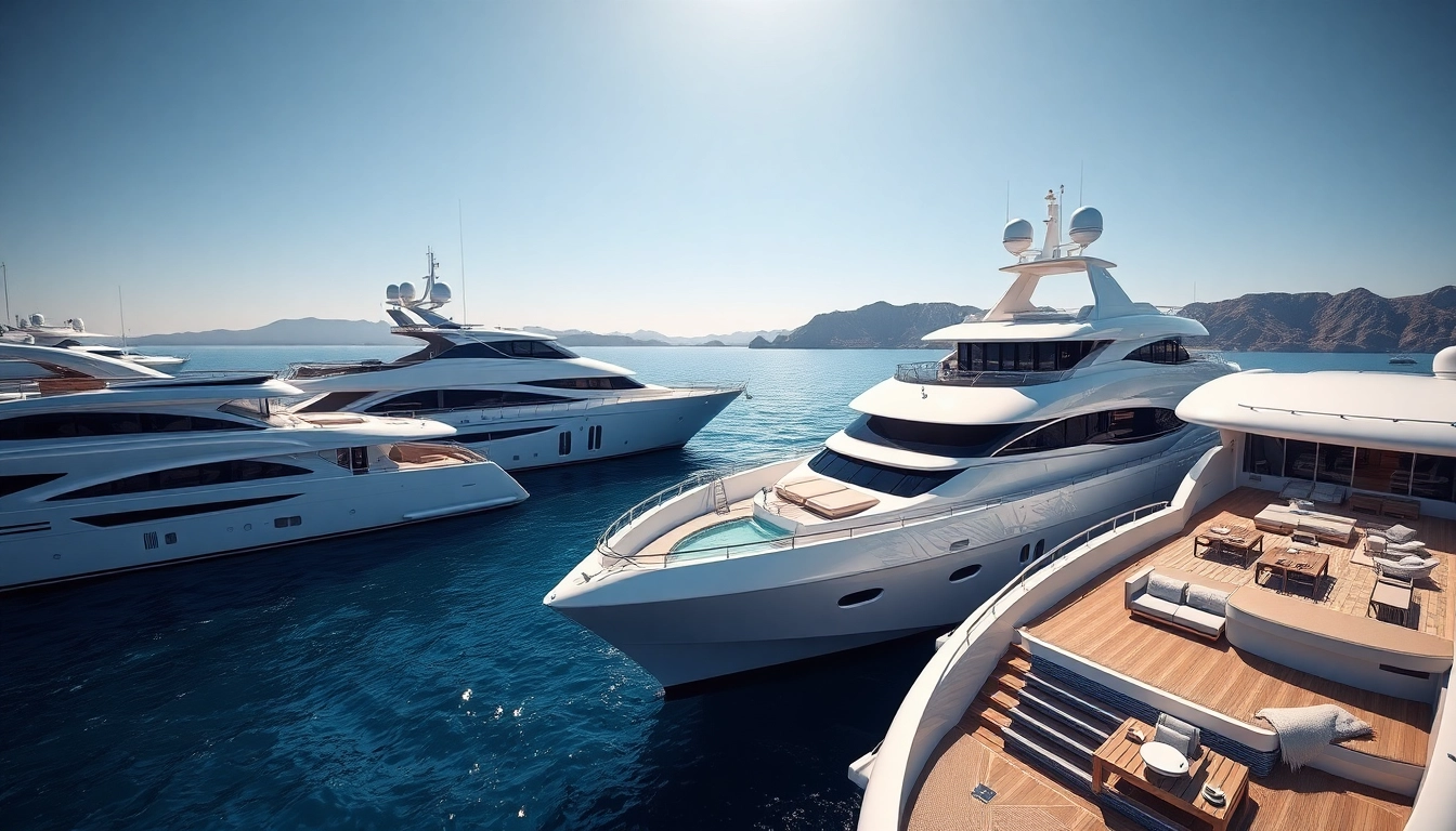 Faszinierende Mega Lüfer Yachts vor malerischer Küste und klarem Wasser.