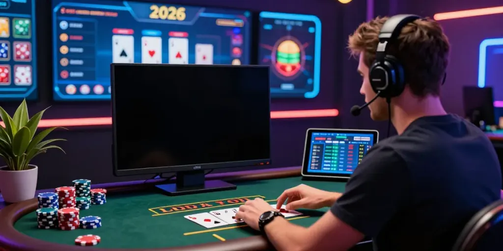 Engaged player enjoying iwin live casino game experience with colorful chips and digital interface.