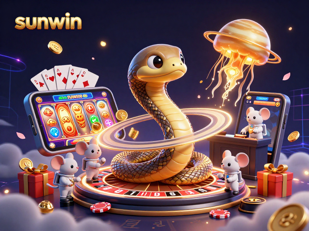 Experience the thrill of betting with sunwin in a vibrant cosmic casino scene.