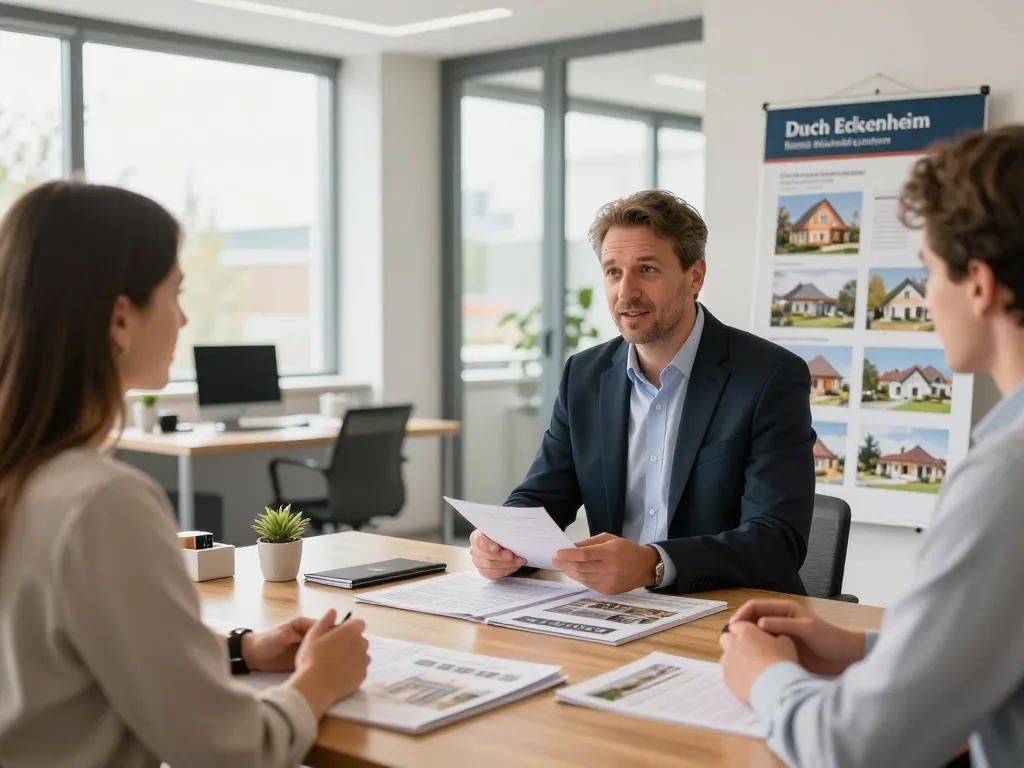 Immobilienmakler Frankfurt Eckenheim berät Kunden über lokale Immobilien in einem professionellen Umfeld.