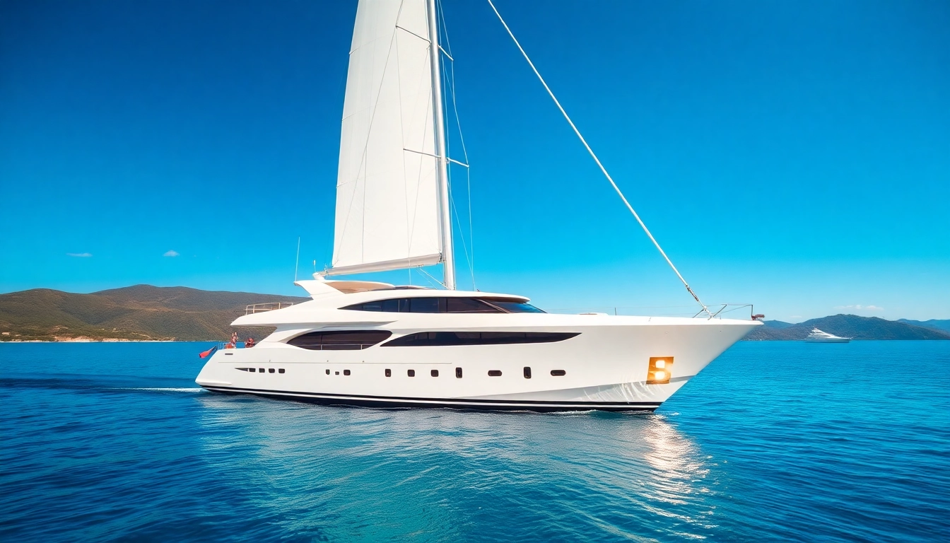 Luxurious Mega Lüfer Yachts sailing elegantly across azure waters with bright sails.