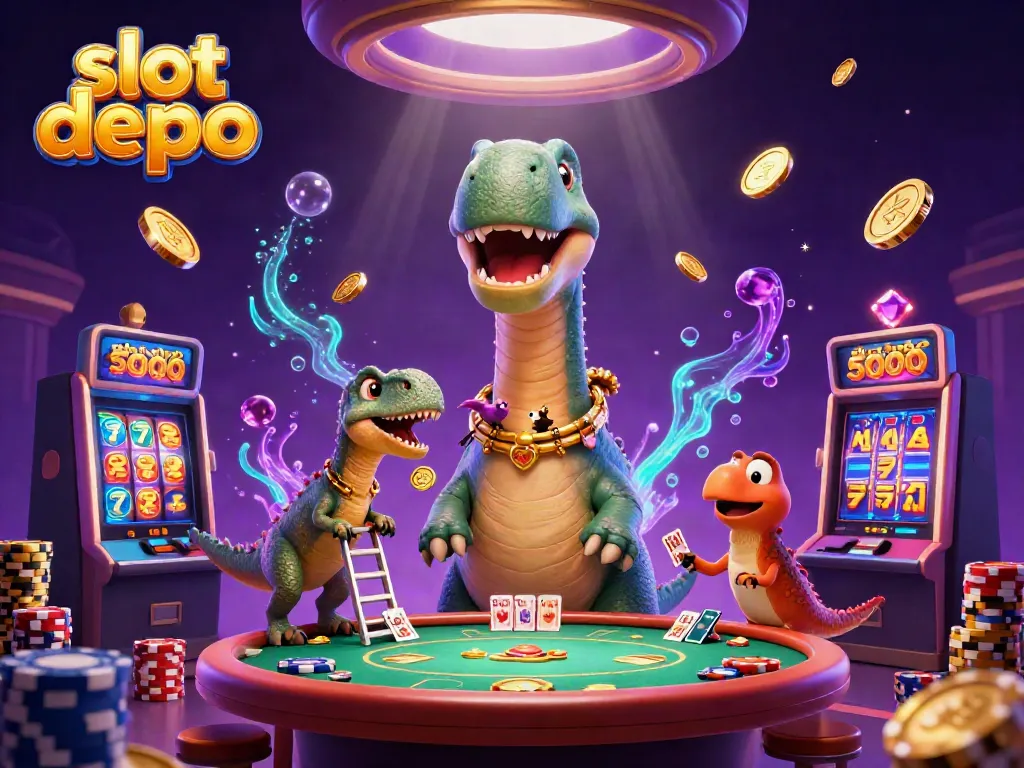 Experience thrilling gameplay with slot depo 5000 surrounded by cascading coins and vibrant casino elements.
