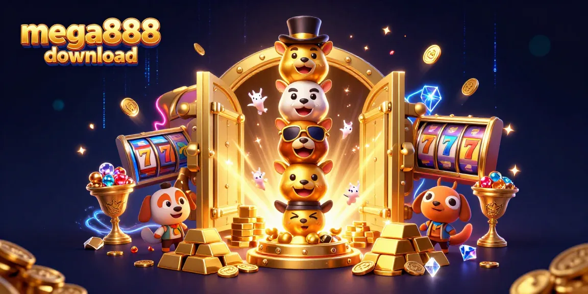 Experience the thrills of mega888 download with vibrant slot games showcased in an enchanting casino scene.