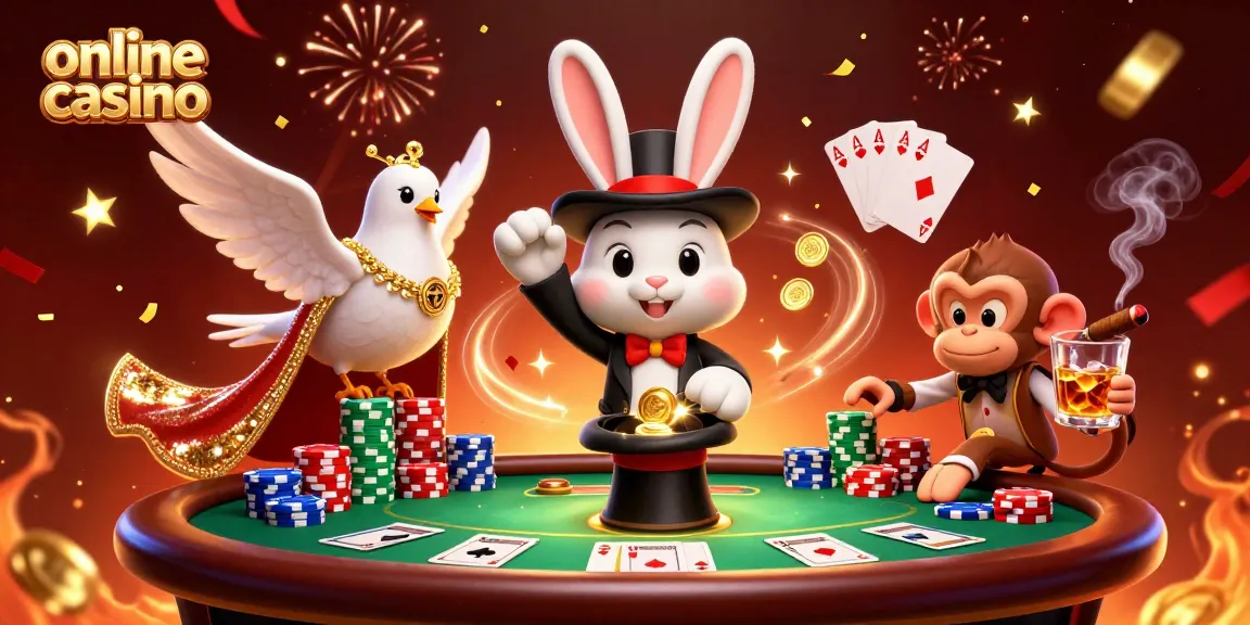 Experience the excitement of online casino games with magical characters, vibrant poker elements, and captivating effects.