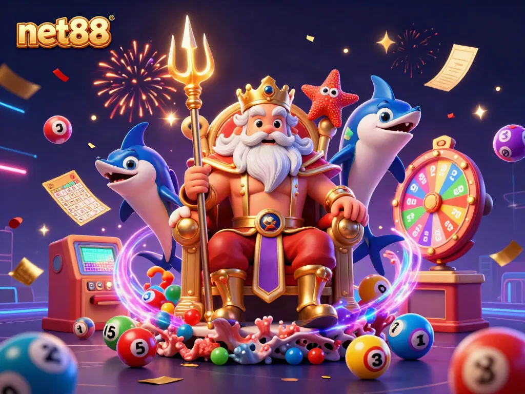 Experience thrilling gameplay with net88 surrounded by festive casino elements and characters.