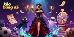 Engage in exhilarating kèo bóng đá betting with sports-themed elements and vibrant illustrations.