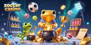 Zoccer casino sparks excitement with vibrant illustration of sports elements and alchemical magic.