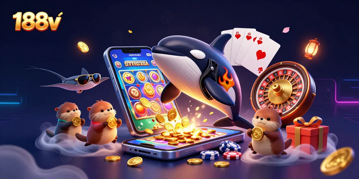 Join the action at 188v with a vibrant scene of animated sea creatures and casino elements.